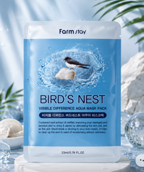 Farmstay - Bird's Nest Visible Difference Aqua Mask (23ml x 10pcs).