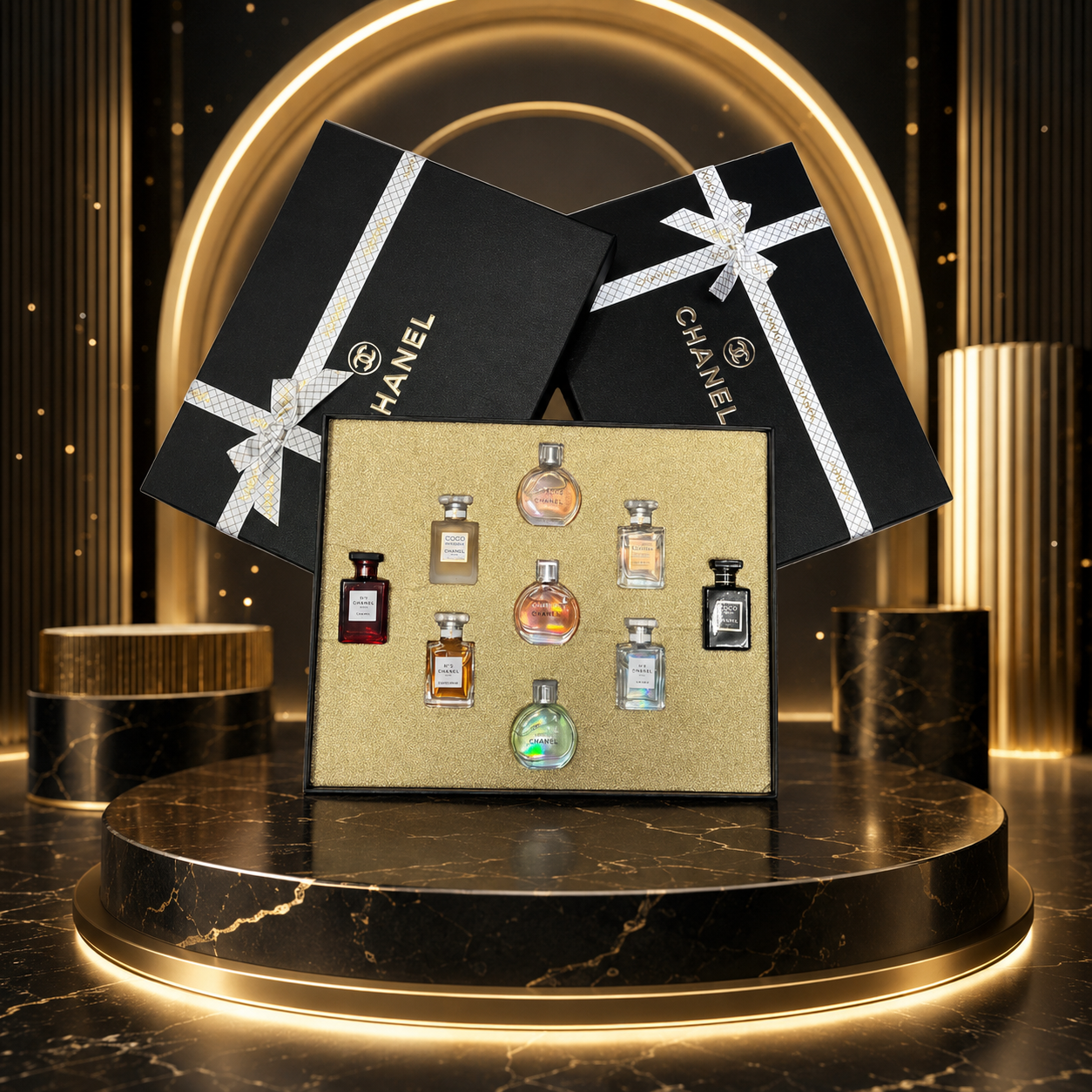 Set Mini Chanel Eau De Perfume Spray Black Box (7.5ml X 9pcs).